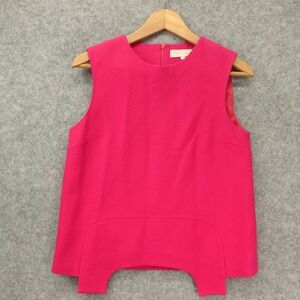 Pink Barbiecore Wool Tank Top Womens SMALL Magenta Mod Office Chic MIGNON DOO